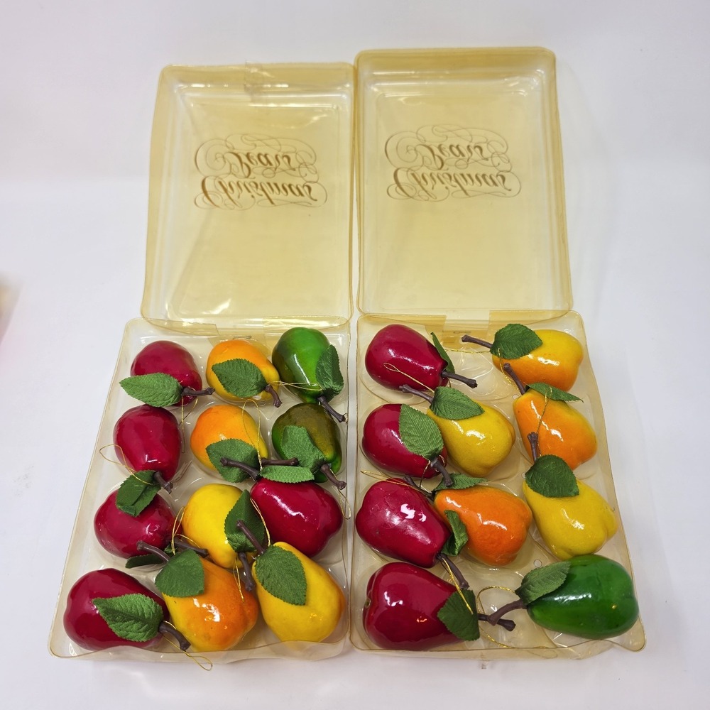 Vintage Kmart Trim A Tree Pear & Apple Christmas Tree Ornaments ~ 4 Boxes - Picture 10 of 16